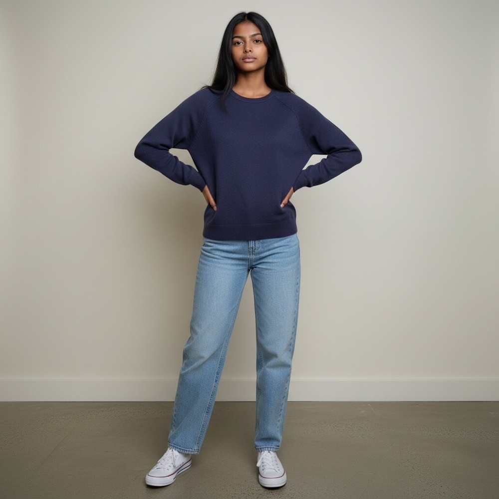 Banana Republic Navy Merino Extra Fine Wool Sweater Size Medium